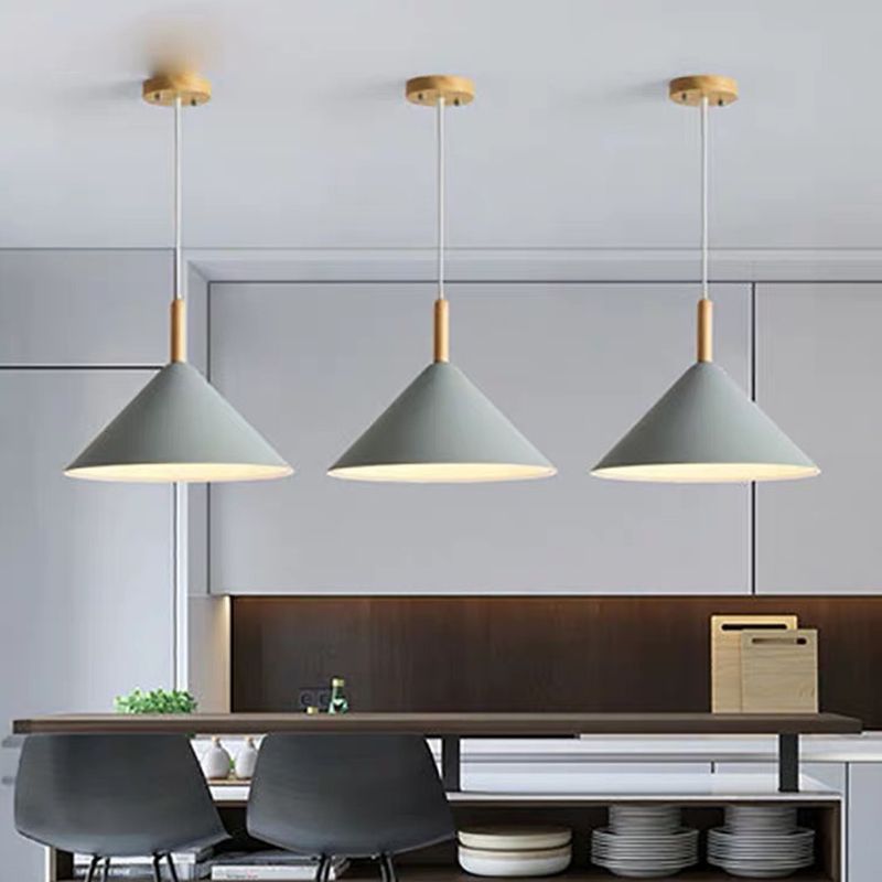 1 cône lumineux pendentif pendentif moderne de style macaron metal éclairage suspendu pour salle à manger