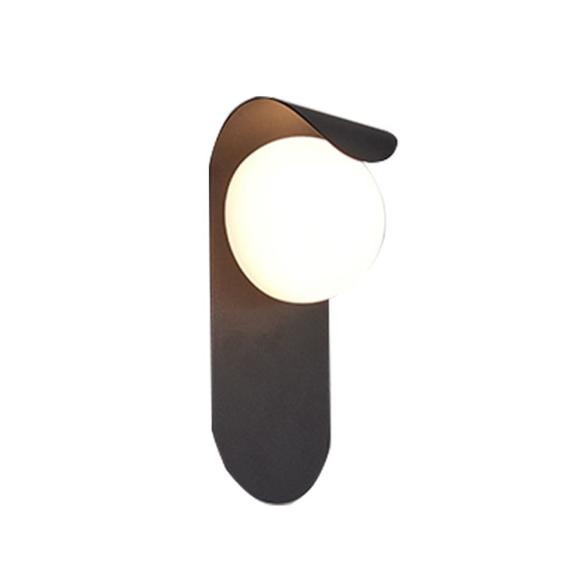 Single Contemporary Black/White Glass Shaded LED Bathroom Vanity Light