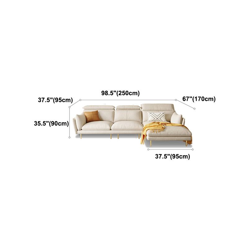 Cream Faux Leather Sofa/Sectional with Storage Bag Adjustable Sofa for Living Room