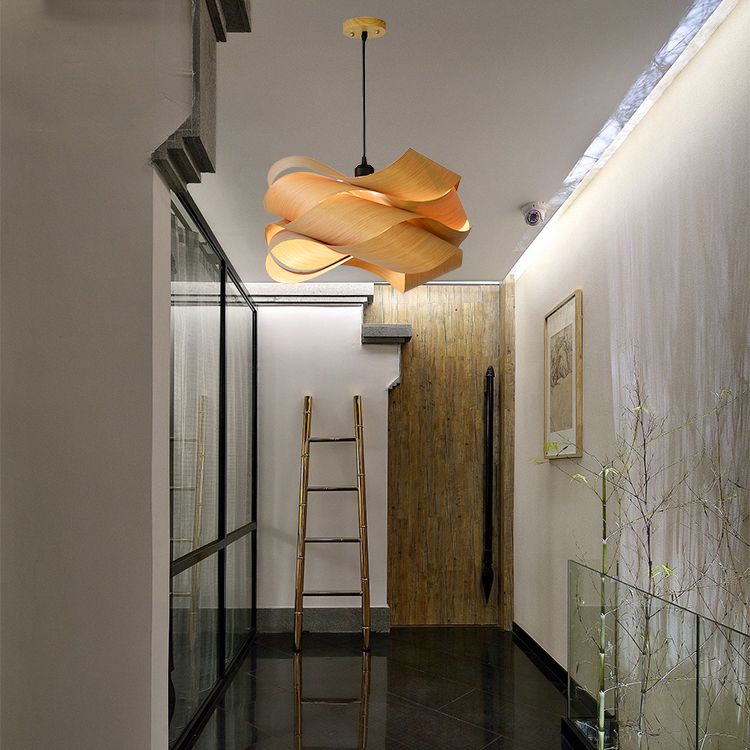 Twist en bois Plavier Suspension Pendante Lumière Modern Simplicité Style Lighting Forful for Restaurant Coffee Shop