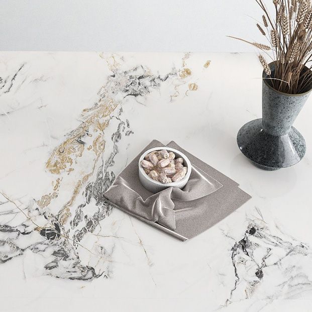Metalen traditionele luxe rechthoekige tafel Gesinterde stenen binnentafel