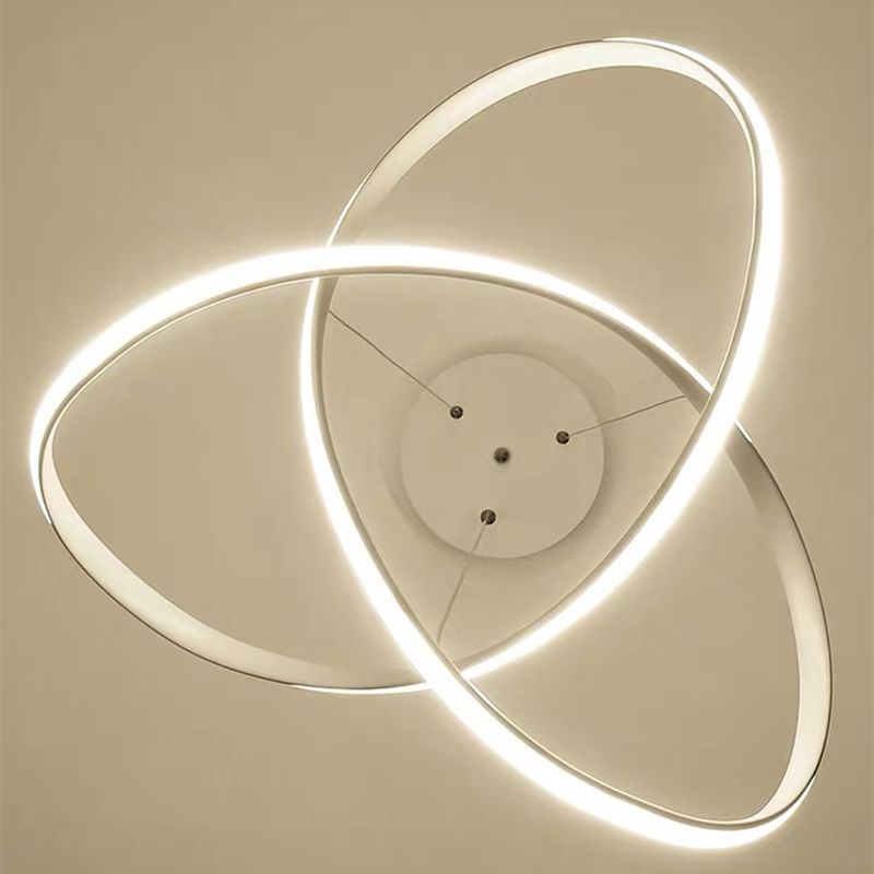 Decorative Cycle Chandelier Lighting Acrylic Dining Room LED Ceiling Pendant in White