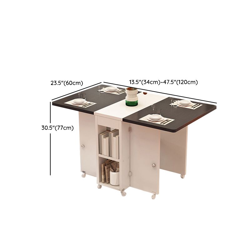 Wooden Foldable Dining Table Extendable for Small Spaces with Storage
