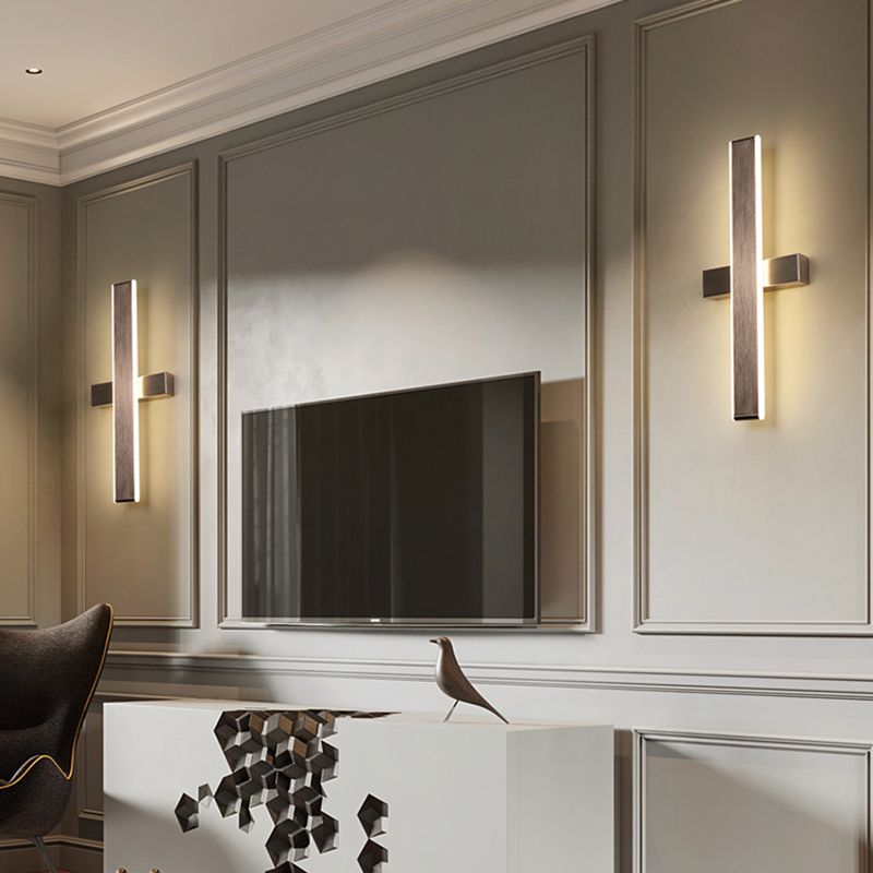 Brown Rectangular LED Wall Lamp in Modern Artistic Style Aluminium Rotatable Wall Light for Bedroom