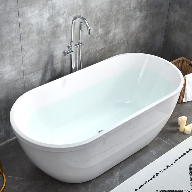 Stand Alone Oval Bath Acrylic Soaking White Modern Center Bathtub
