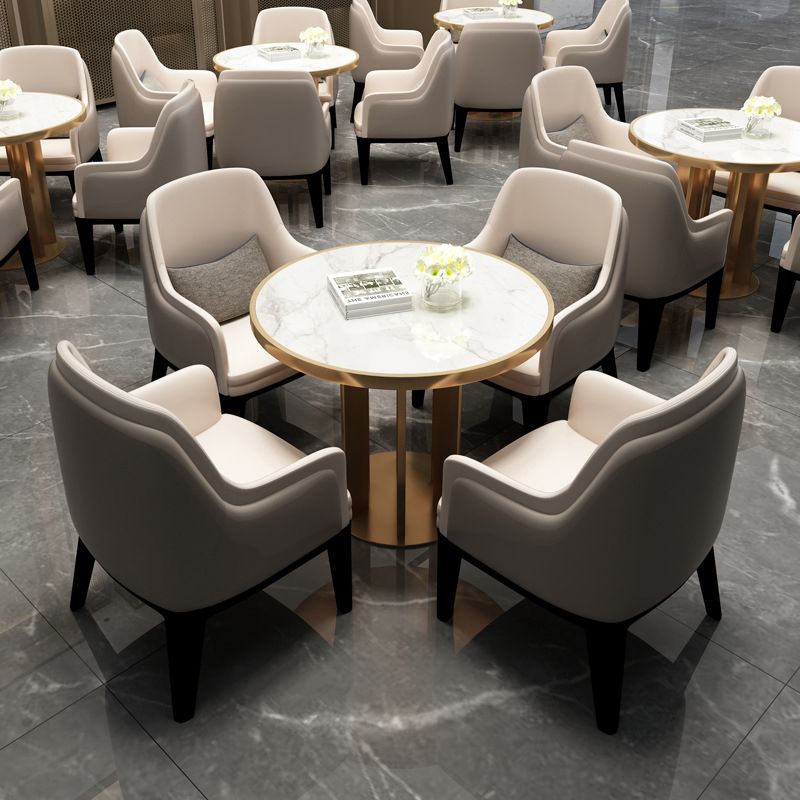 Modern Sintered Stone Dining RoomSet with Round Table and Metal Base Dining Table Furniture