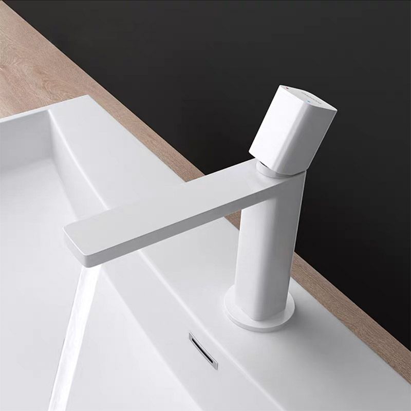 Modern Knob Handle Sink Faucet White Brass Bathroom Sink Faucet