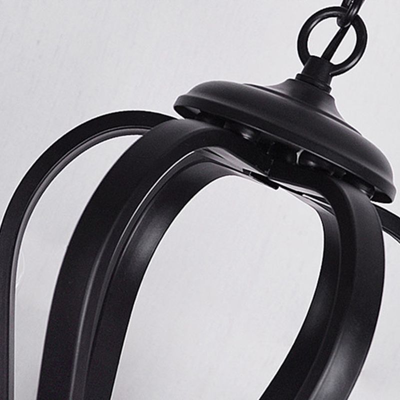 Black Swirled Arm Pendant Lighting Classic-Style Metal 3/5/6 Lights Living Room Chandelier