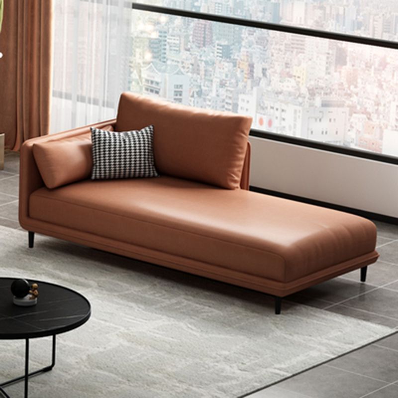Modern One Armed Faux Leather Chaise, Square Arms Accent Chair