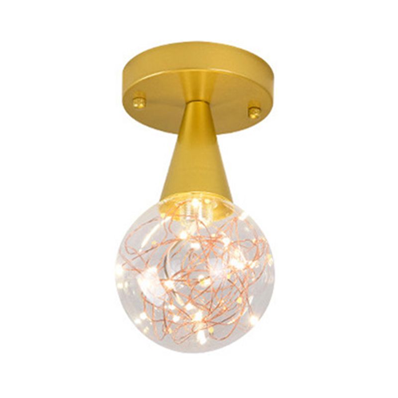 Modern Gold Ceiling Lighting Glass Semi Flush Mount for Hallway