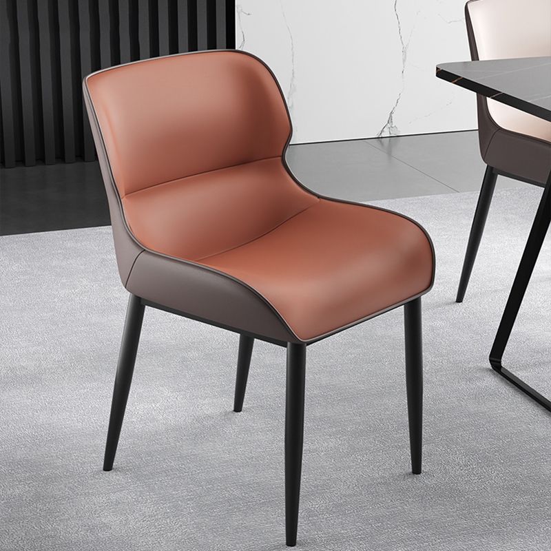 Arm Wingback Parsons Chair Industrial Style Faux Leather Dining Chairs