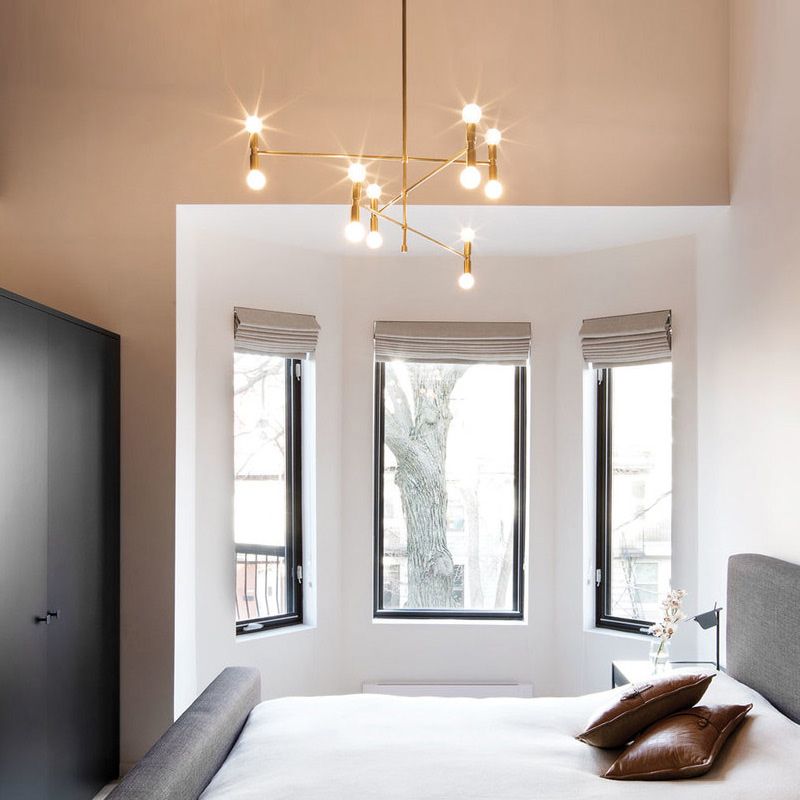 Postmodern Hanging Light Fixture Metal 12-Light Dining Room Chandelier