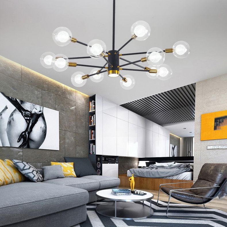 12 Lampadella in vetro leggero Lampaggio Light Minimalist Style Lampone dell'illuminazione in nero in nero