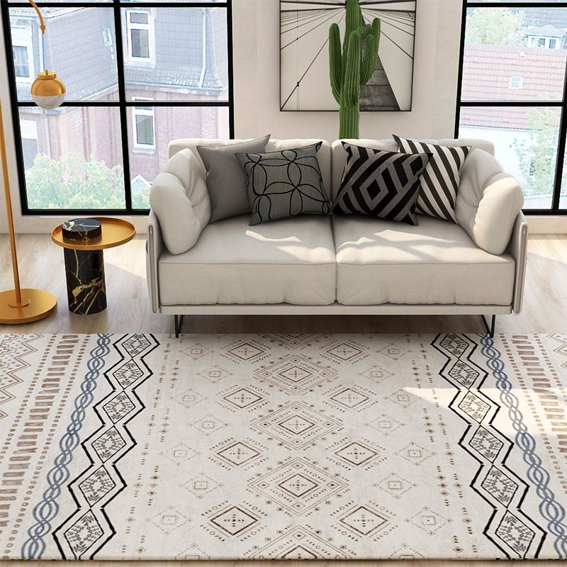 Fancy Moroccan Rug Multicolor Symmetric Geometry Rug Stain Resistant Non-Slip Machine Washable Rug for Home Decor