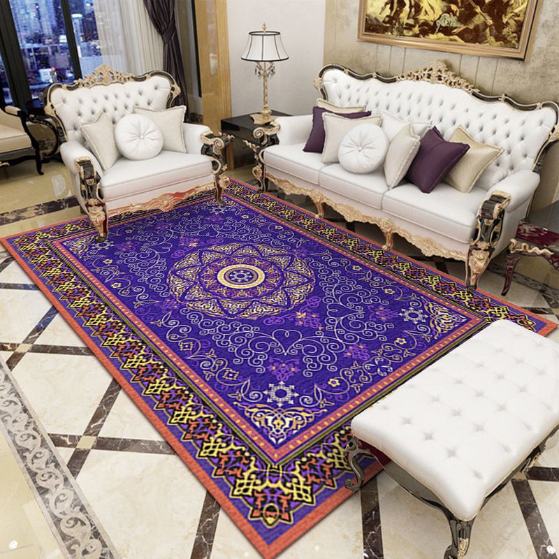 Moroccan Paisley Pattern Rug Polyester Area Carpet Stain Resistant Indoor Rug for Home Decoration