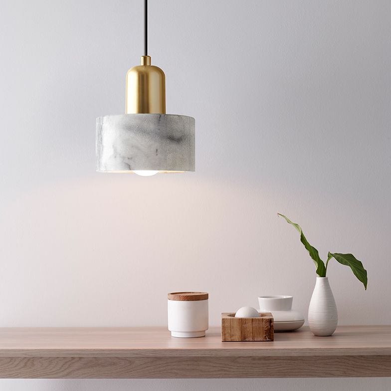 Single Light Marmor Hanging Light mit Goldlampenbuchse Design Modernismus Stil Anhängerlampe für Schlafzimmer