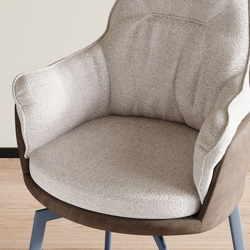 Industrial Kitchen Dining Chairs Fabric Arm Dining Chairs with Metal Legs