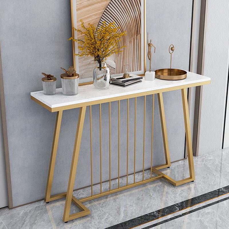 Glam Marble Accent Table Rectangle Console Sofa Table for Hall