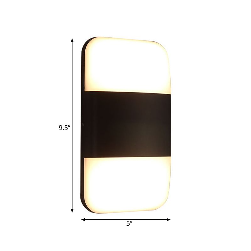 Zwarte rechthoek SCONCE LICHT Modernisme Led metalen wandverlichtingsarmatuur in warm/wit licht