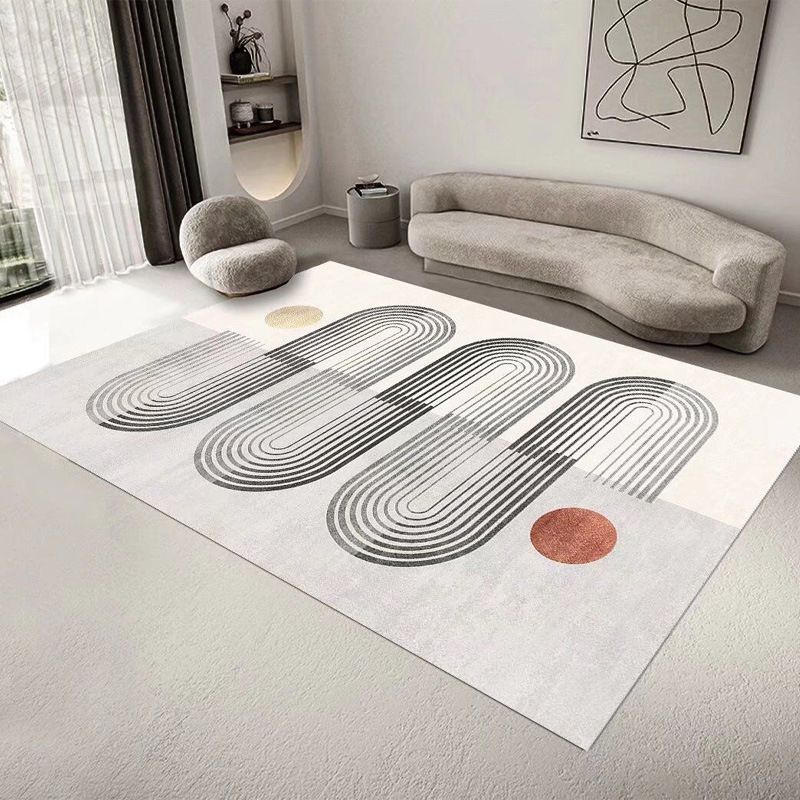Tapis de motif abstrait rose Polyester moderne tapis lavable pour le salon