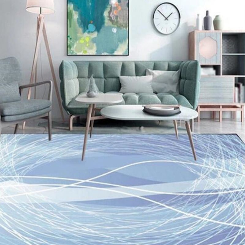 Modern Flowing Swirls Print Rug Polyester Indoor Carpet Stain Resistant Carpet for Home Decoration