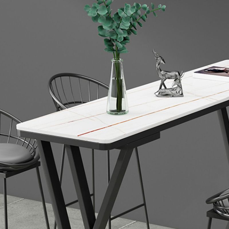 Modern Style Stone Bar Table Set 1/2/5 Pcs Rectangular Pub Set for Indoor
