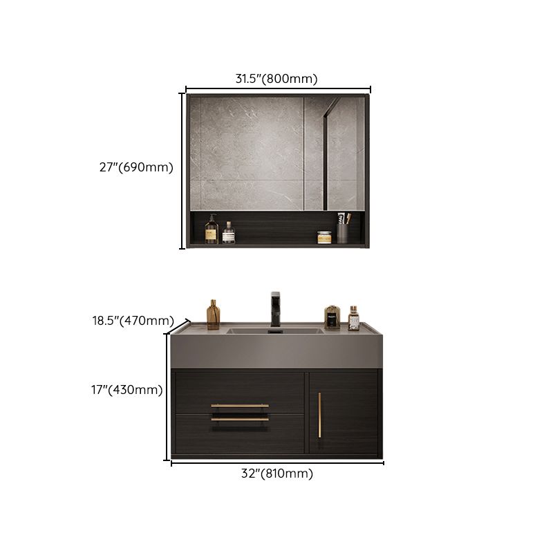 Wall Mount Bathroom Sink Vanity Glam Bathroom Vanity Set with Mirror