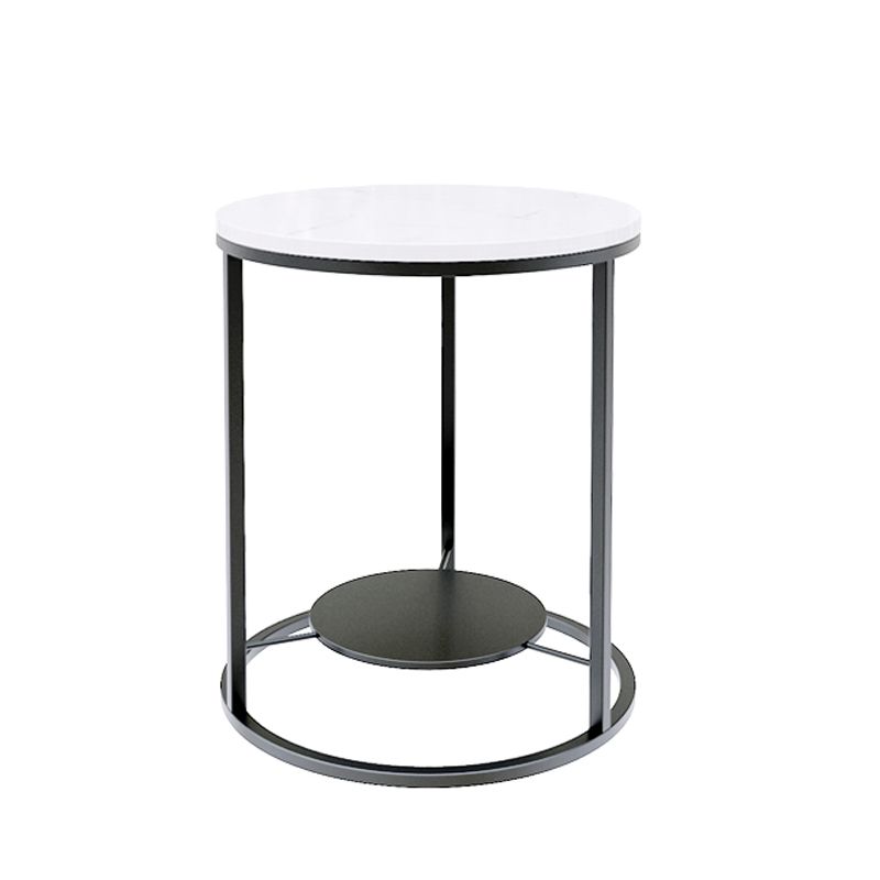 Modernistic Metal Frame Nesting Tables Slate Top Round End Table