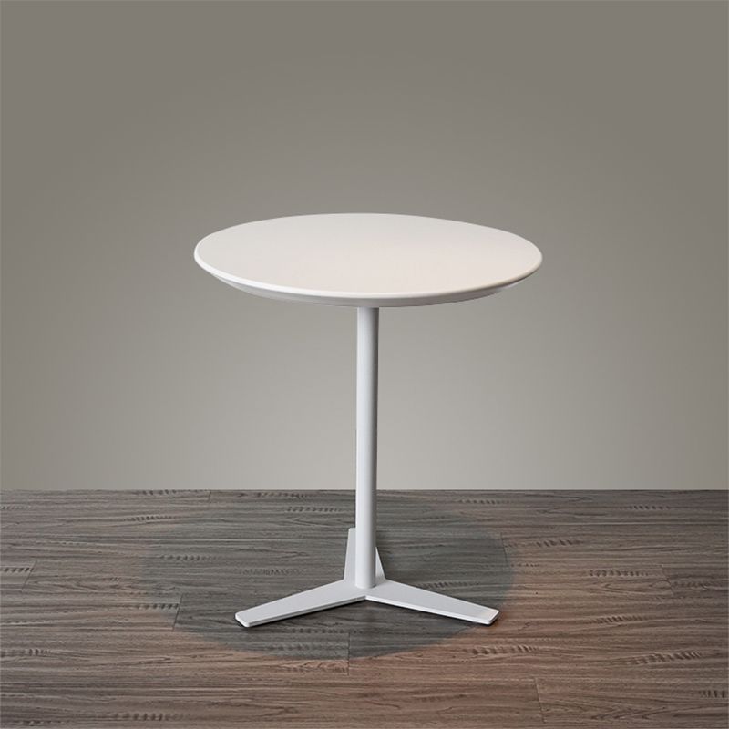 Contemporary Style  Round Wooden Coffee Table Iron Pedestal Base