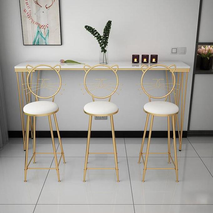 Stone Top Bar Table Traditional Luxury Rectangle Bar Table with 4 Legs