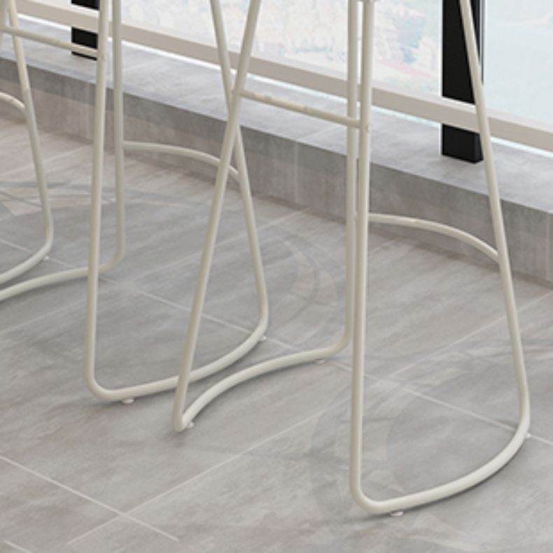 Round Upholstered Dining Stools Low Back Bar Stools with Footrest
