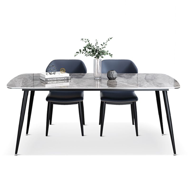 Rectangle Industrial Dining Table Grey Fixed Table with Sintered Stone