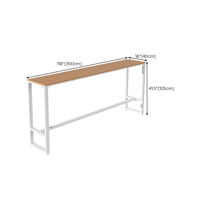 Industrial Bar-height Table with White Base Rectangle Table for Patio