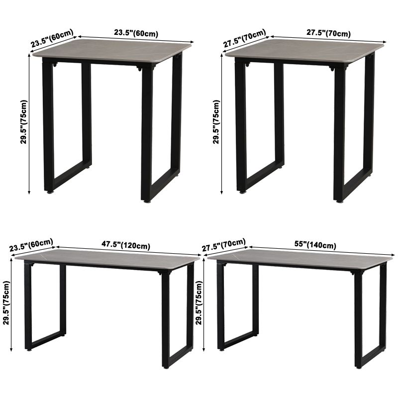 Industrieller Stil grauer gesinterter Stein Esstisch Metallic Basis Rechteck und quadratischer Tisch für Zuhause