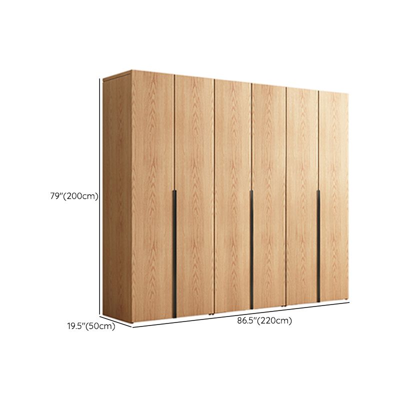 Contemporary Freestanding Natural Wardrobe Oak Solid Wood Wardrobe with Shelves