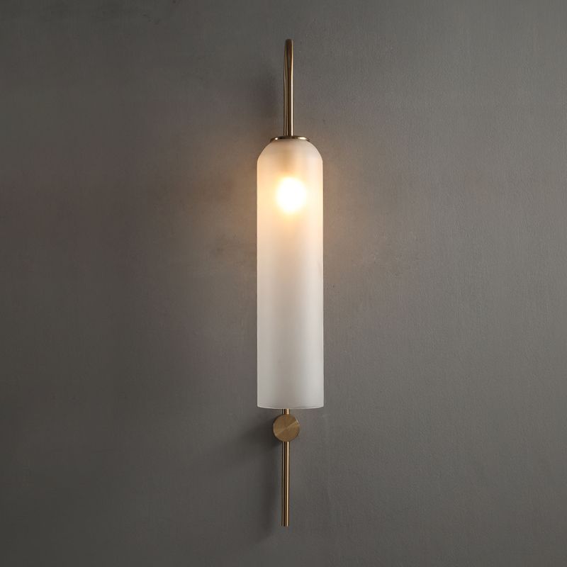 Stainless-Steel Indoor Wall Lamp in Modern Artistic Style Glass Cylindroid Wall Light
