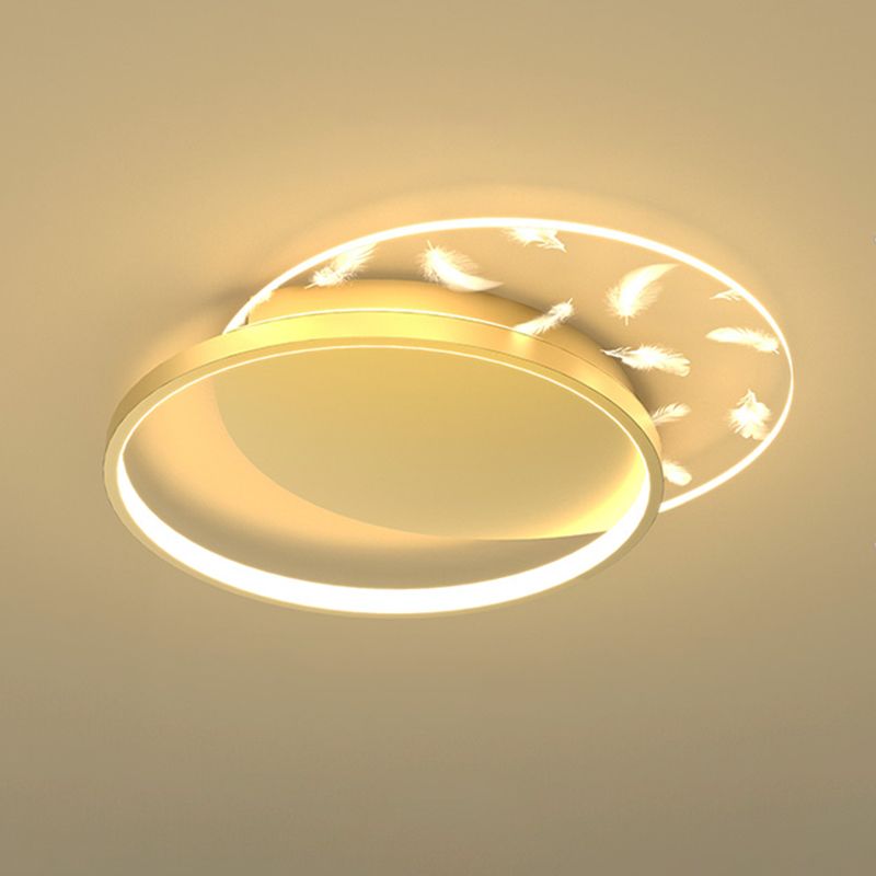 Moderne modische Feder -LED -Decken Deckenleuchte schmiedeeisen Innenhalterung mit Acrylschatten