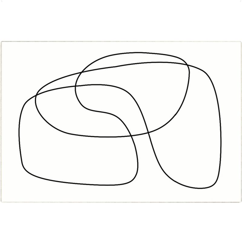 White Line Pattern Area Carpet Modern Polyester Area Rug Non-Slip Backing Rug for Home Decor