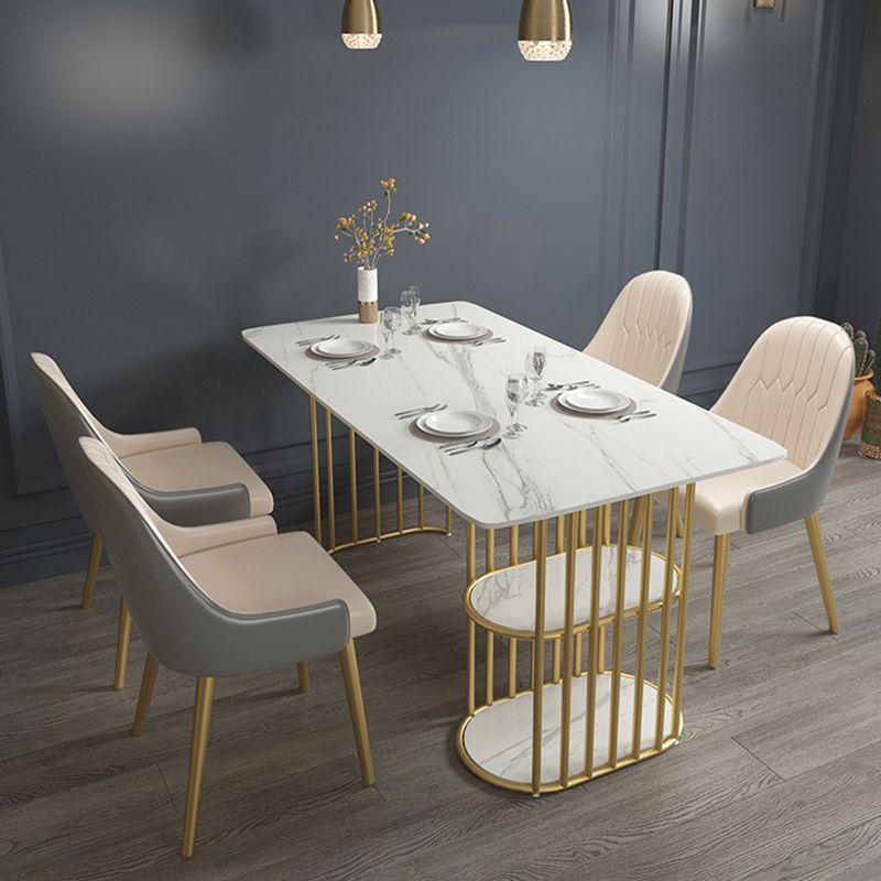 Nordic 1/2/4/5 Pieces Dining Set Rectangle Stone Dining Table for Dining Room