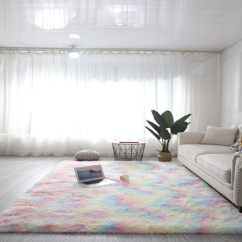 Yellow Casual Rug Polyester Tie-dye Rug Washable Rug for Living Room