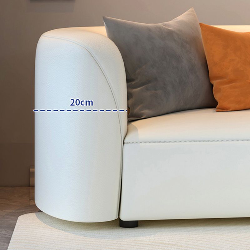 Sloped Arm Curved Sectional Modern Faux Leather White Sectional
