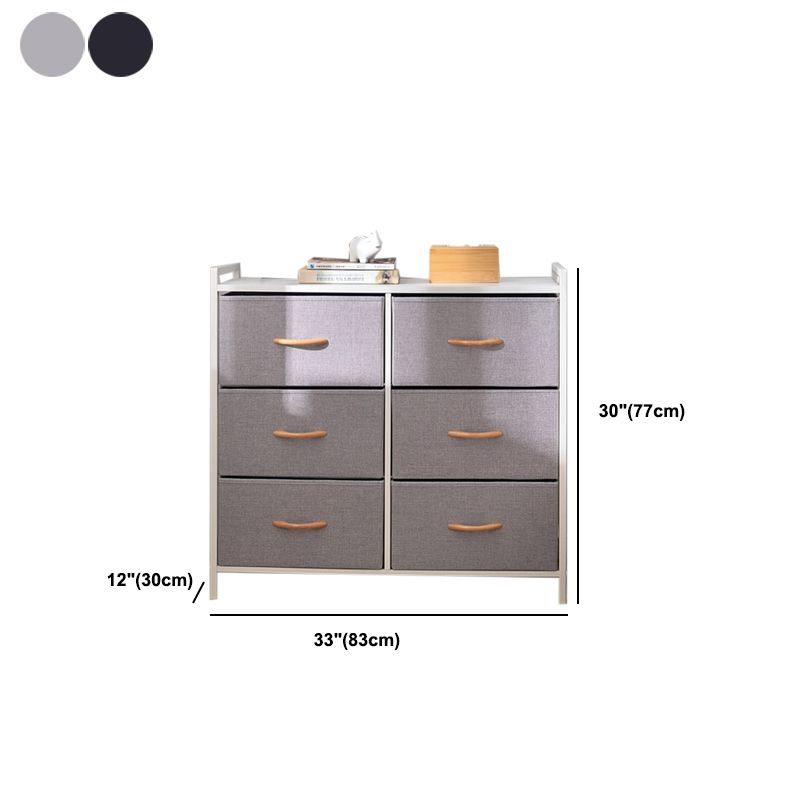 Contemporary Chest Fabric Bins Dresser with Drawers for Home/Office