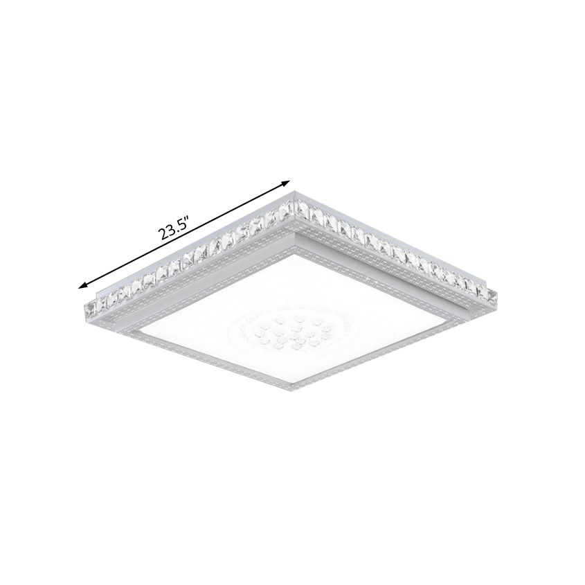 23.5"/29.5"/42.5" Wide Bedroom LED Ceiling Flush Mount White Flush Lamp with Square/Rectangular Acrylic Shade and Crystal Accents