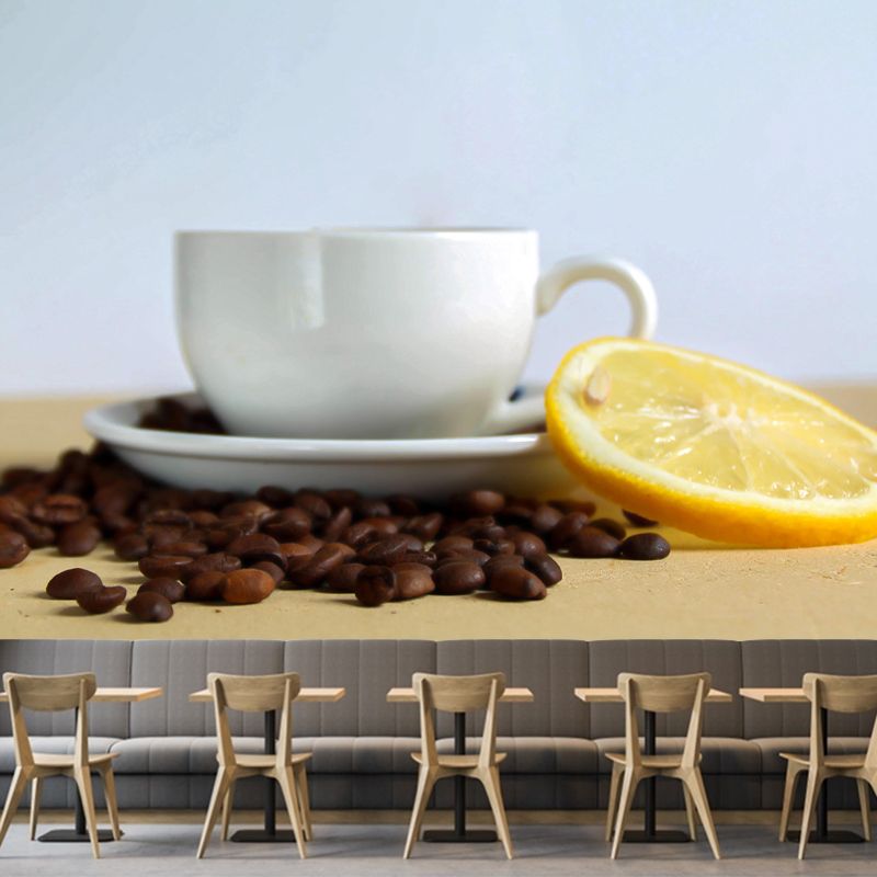 Photographie murale de grains de café, couleur douce, papier peint résistant à la moisissure pour la décoration
