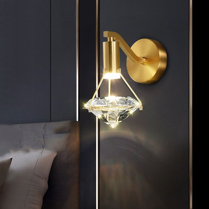 Tombra geométrica de 1 luces Medro de pared de estilo moderno Luz de montaje de pared de cristal en latón