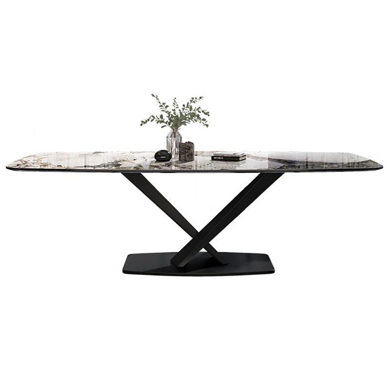 Metal Contemporary Rectangular Dining Table Sintered Stone Dining Table for Dining Room