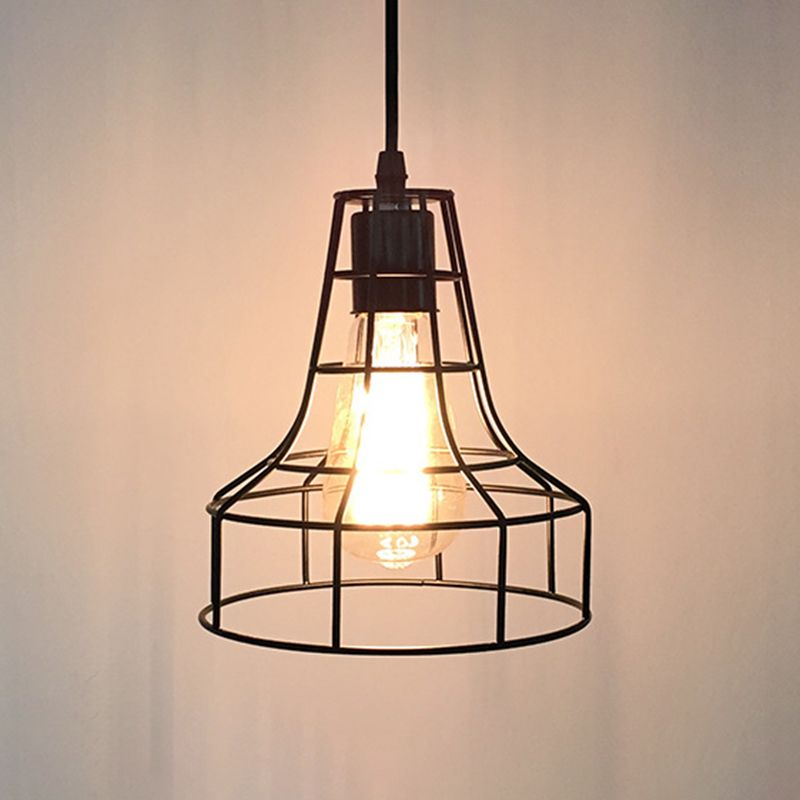 1-Light Cage Shade Pendant Light Vintage Industrial Style Metal Pendant Light for Dinning Room