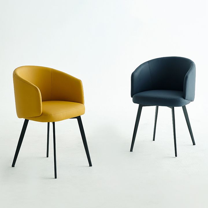 Sillón de cuero contemporáneo con acabado mate, respaldo sólido, silla de comedor