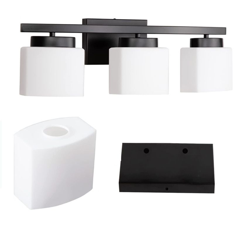 American Metal Wall Sconce Rectangle Shape Vanity Lamp with Glass Shade for Bathroom