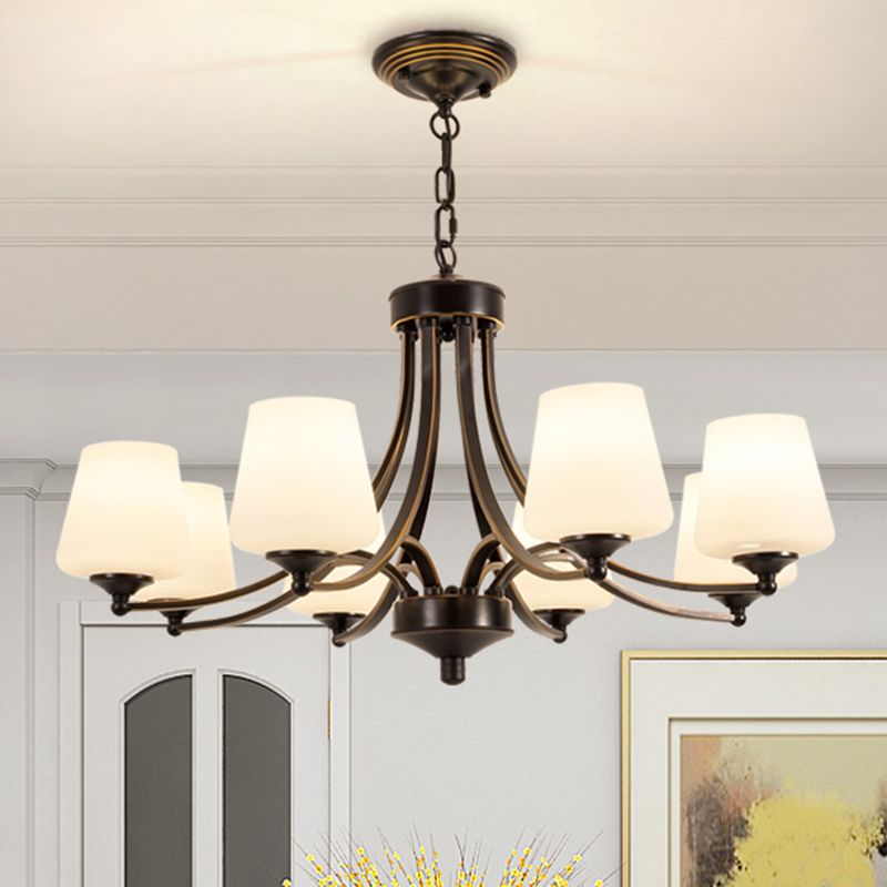 Cream Glass Bud Shade Chandelier Lighting Classic Dining Room Pendant Light Fixture